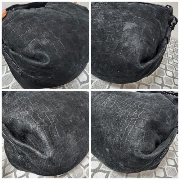 Authentic Givenchy Vintage Croc Embossed Suede Medium Shoulder Bag - Picture 8 of 11